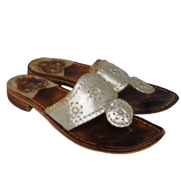 Jack Rogers Navajo Light Metallic Gold Sandals, Size 6 - Picture 3 of 6